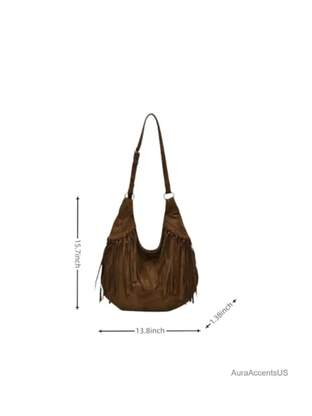 Vintage Vegan Suede Fringe Hobo Bag Tote Crossbody Shoulder Bag Hippie Purse